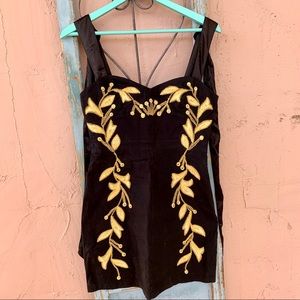 NWT Free People Black and Gold Mini Dress S